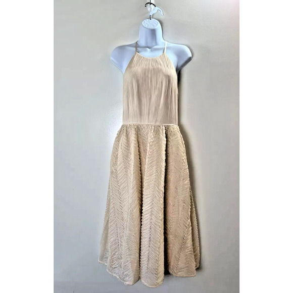 Adrianna Papell Women's Midi Dress Size S 4 Cream Fairycore Gauzy Ballerina HOCO - Picture 1 of 8